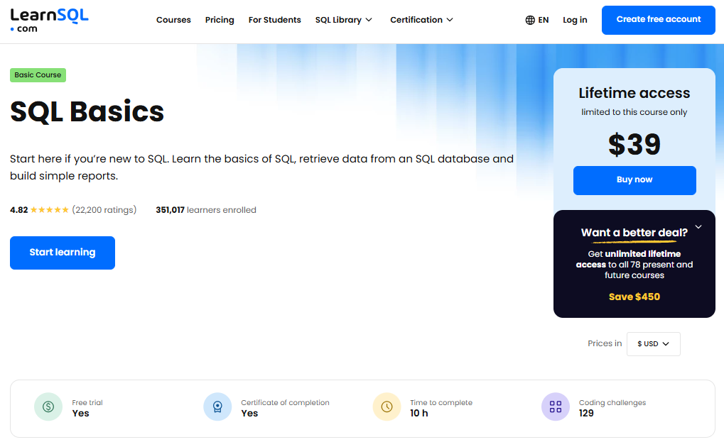 SQL Basics at LearnSQL.com