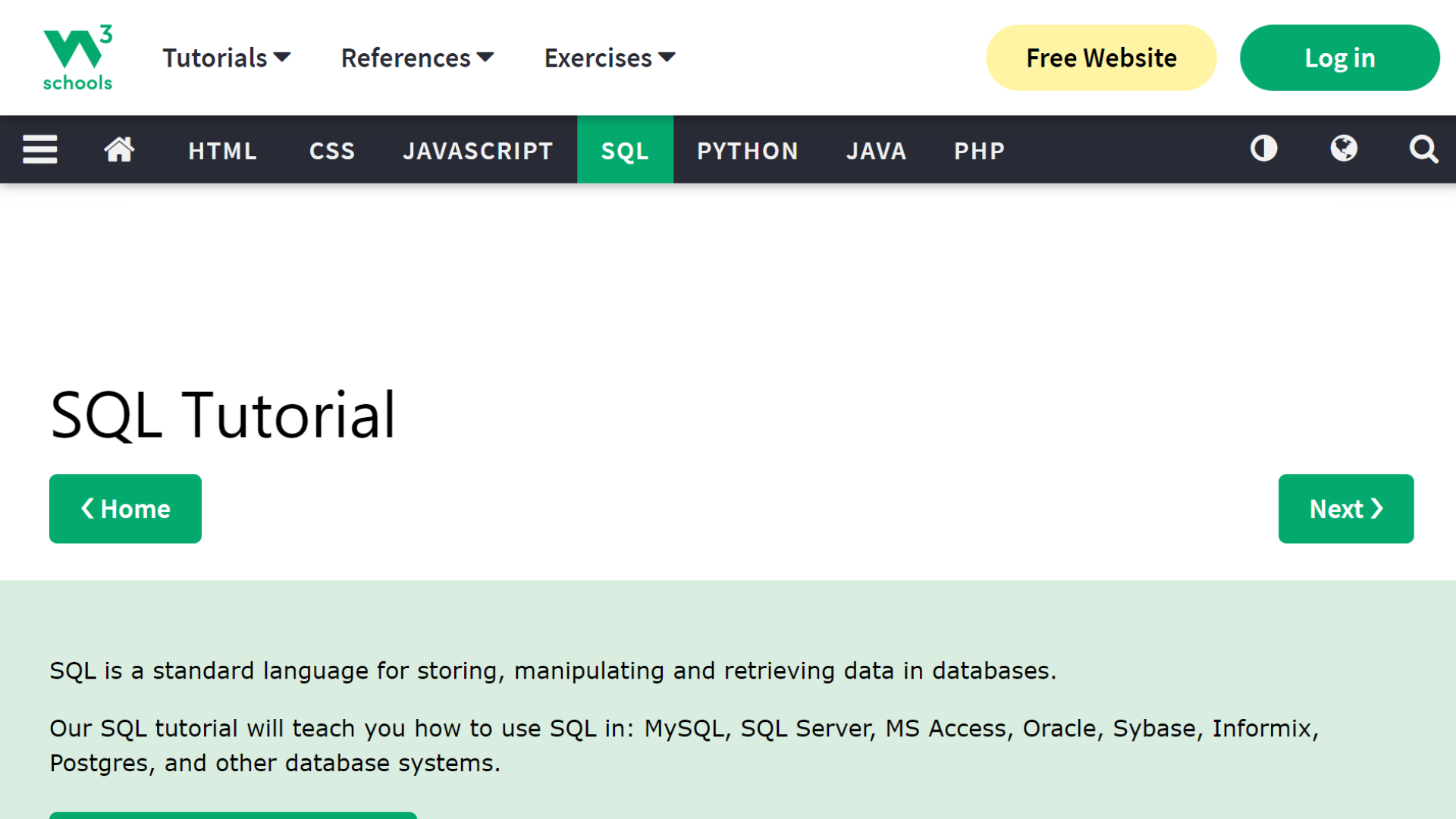 W3Schools: SQL Tutorial