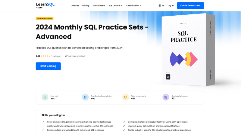 Free SQL Advanced Practice Course