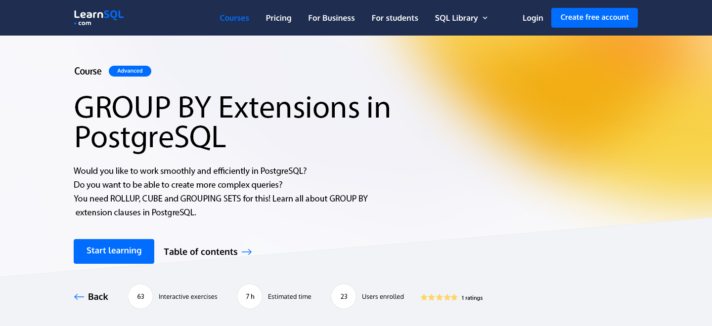 GROUP BY Extensions in PostgreSQL