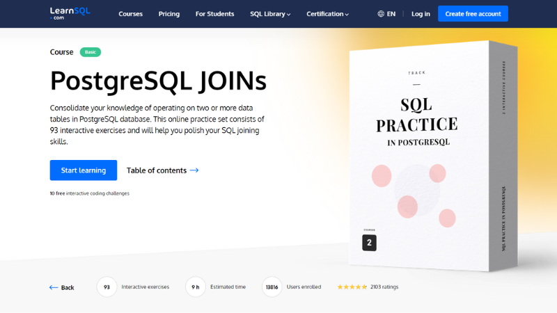 Free Course of the Month – PostgreSQL JOINs