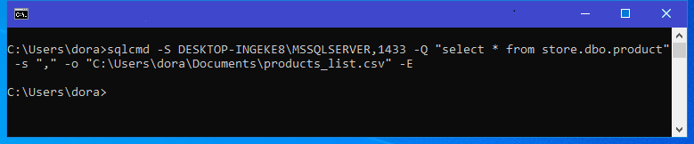 SQL export to CSV command