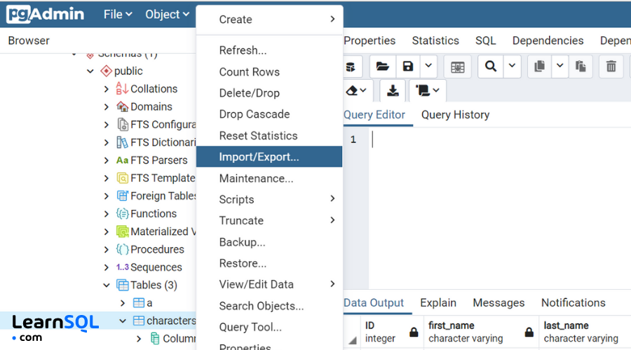 How to Import CSVs to PostgreSQL Using PgAdmin  LearnSQL.com