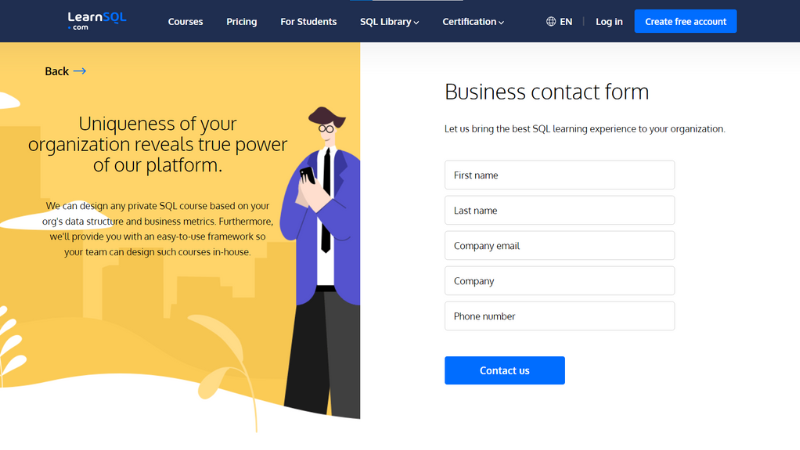 Business contact form