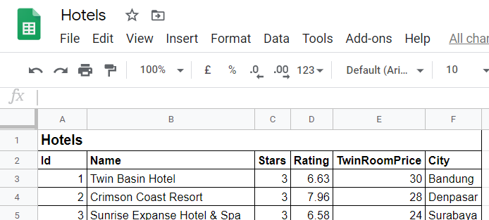 Sampling Google Sheets Data