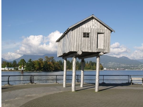 House standing on wooden balks