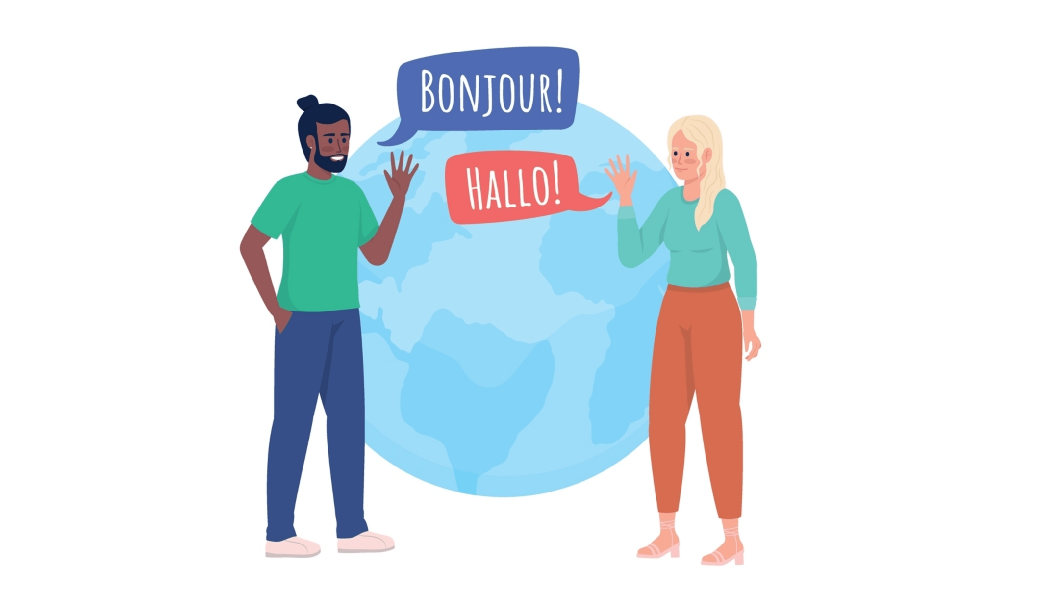 People saying Hello in german and french